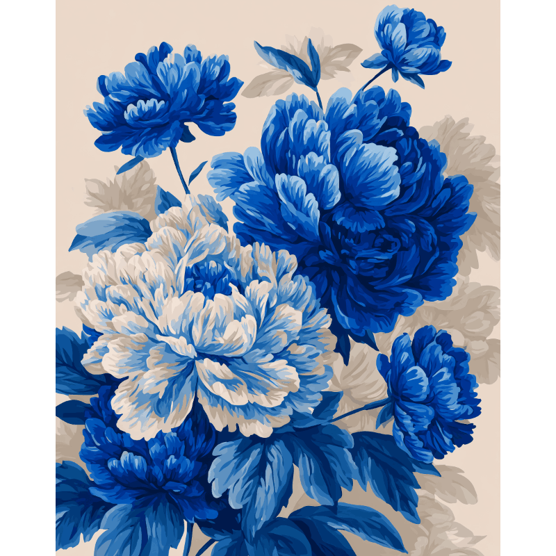 Blue Peonies | Paint by Numbers