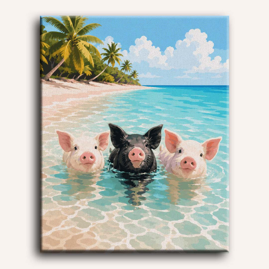 Bahamas Beach Piggies | Paint by Numbers