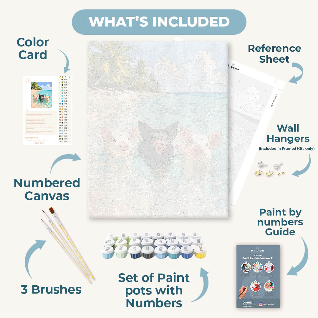 Bahamas Beach Piggies | Paint by Numbers
