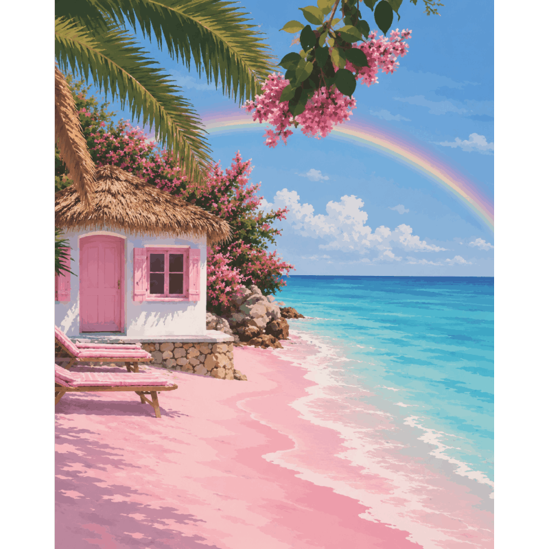 Pink Sand Beach | Paint by Numbers