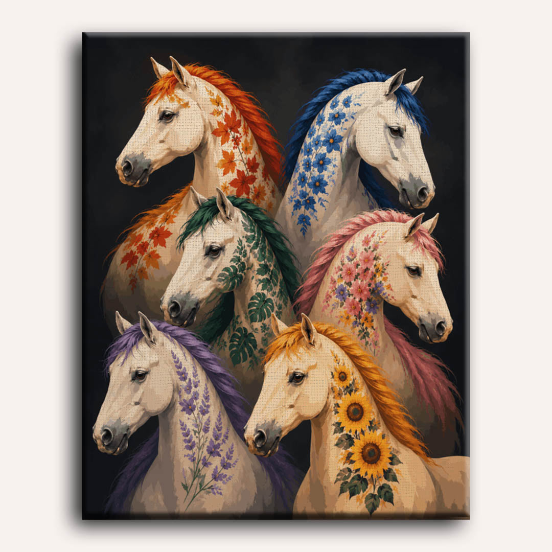 Floral Horses | Paint by Numbers
