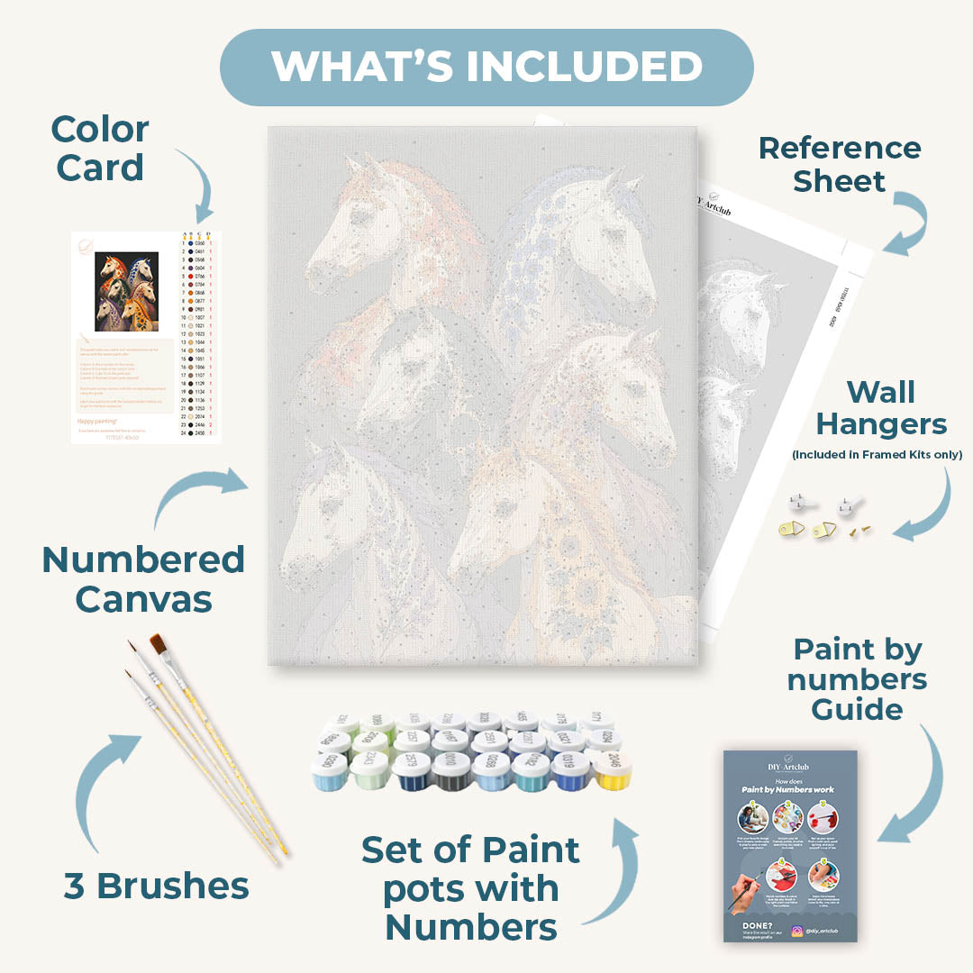 Floral Horses | Paint by Numbers