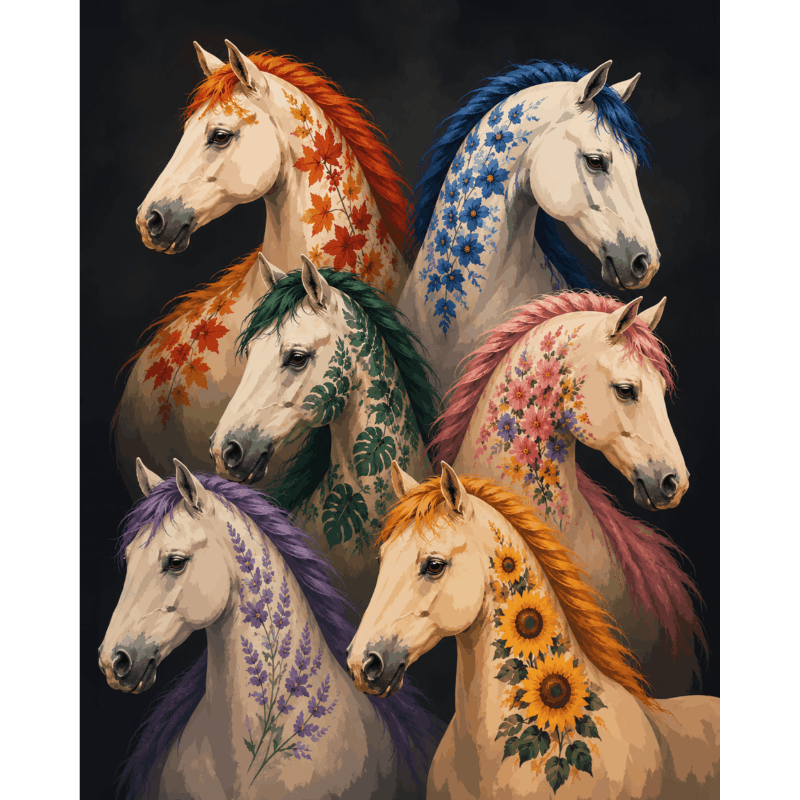Floral Horses | Paint by Numbers