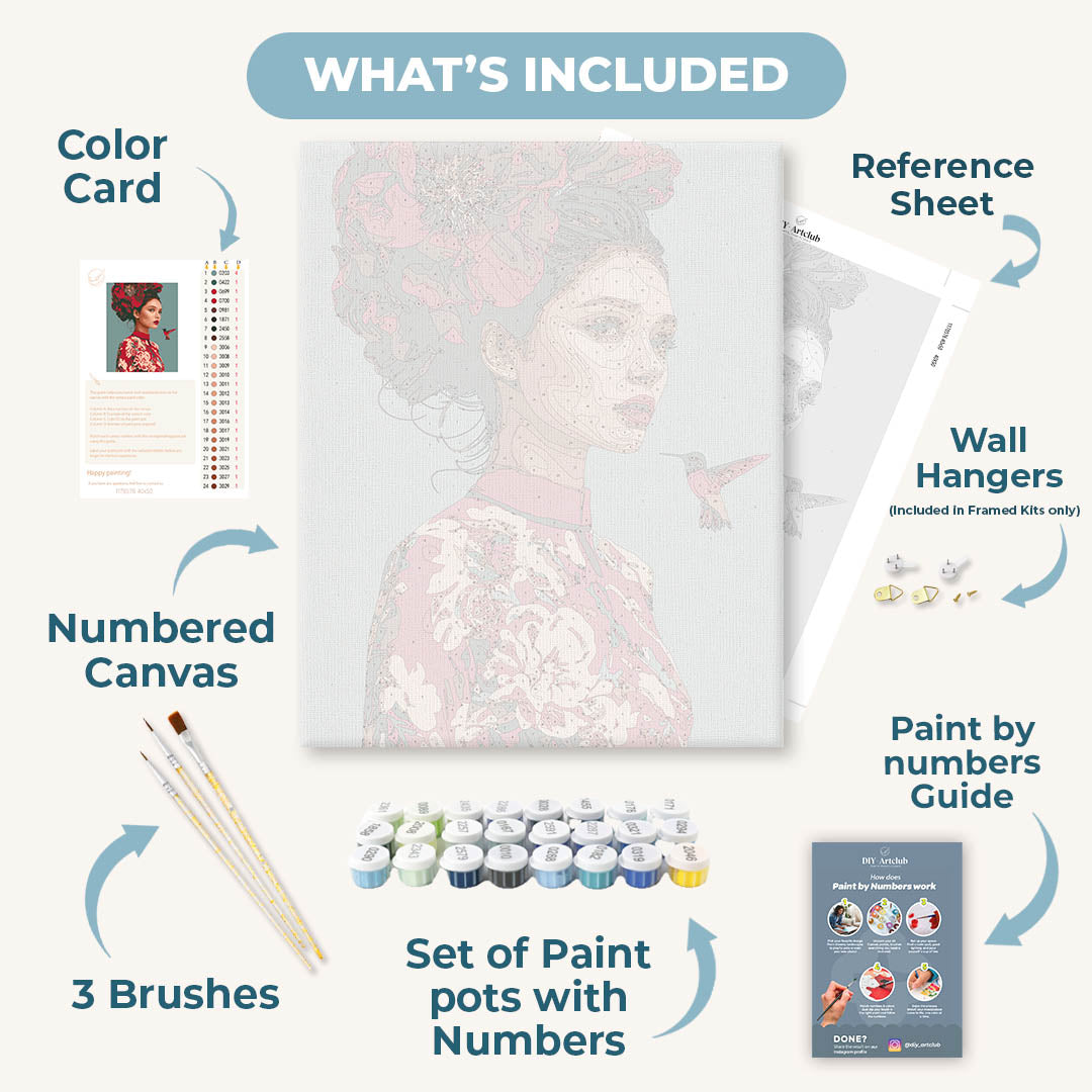 Scarlet Blossom Muse | Paint by Numbers