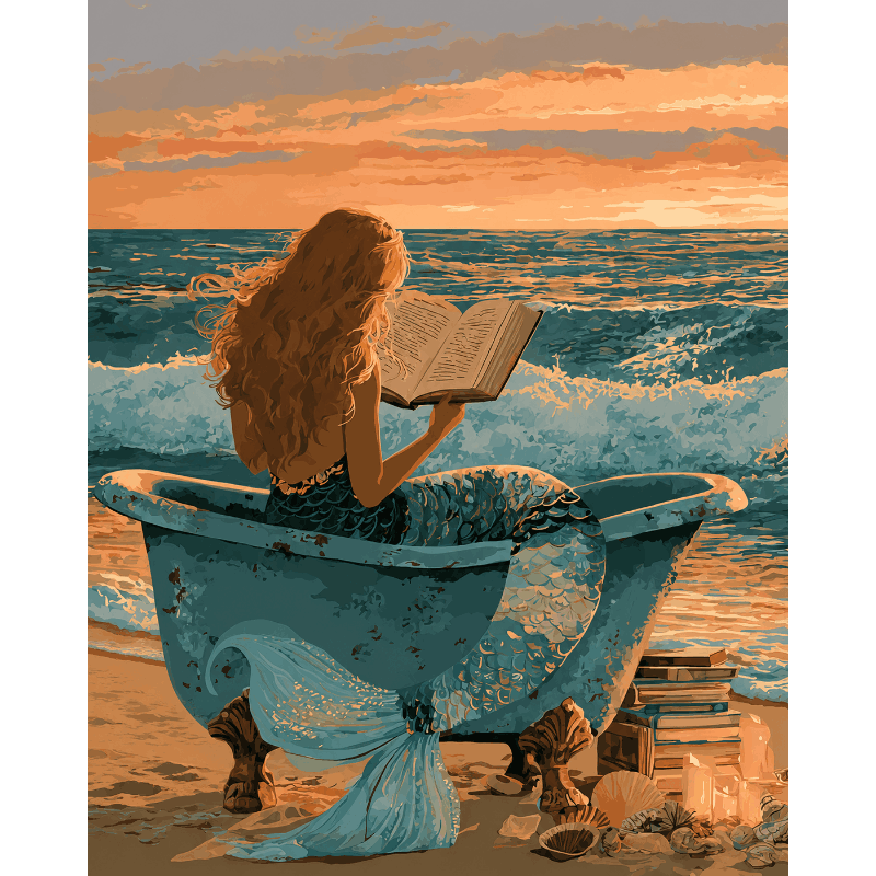 The Reading Mermaid | Paint by Numbers
