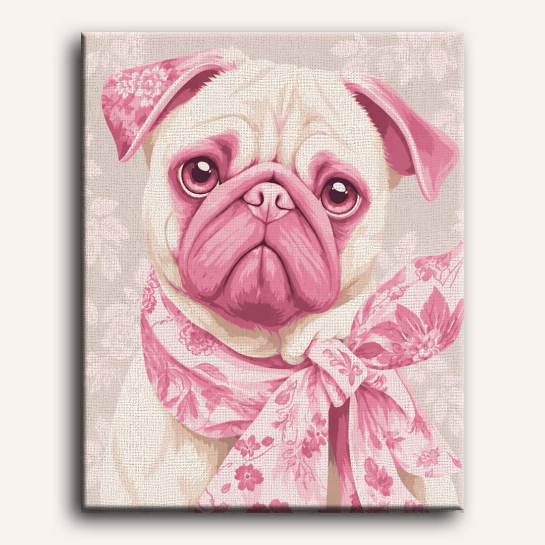 Delft Pink Pug Dog | Paint by Numbers