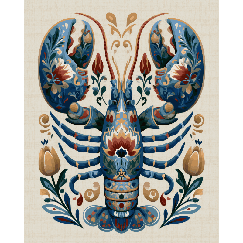 Scandinavian Folk Lobster | Paint by Numbers