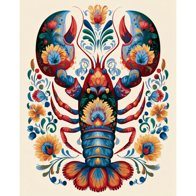 Ukrainian Petrykivka Lobster | Paint by Numbers
