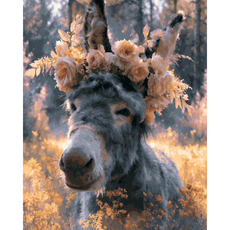 Floral Donkey | Paint by Numbers
