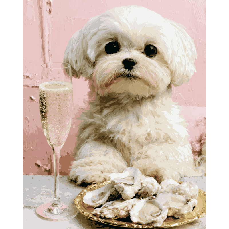Puppy Oyster Lunch | Paint by Numbers