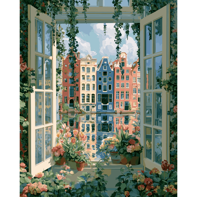 Tulips by the Window | Paint by Numbers