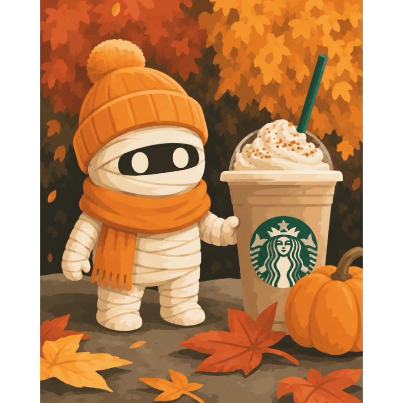 Pumpkin Spice Mummy | Paint by Numbers