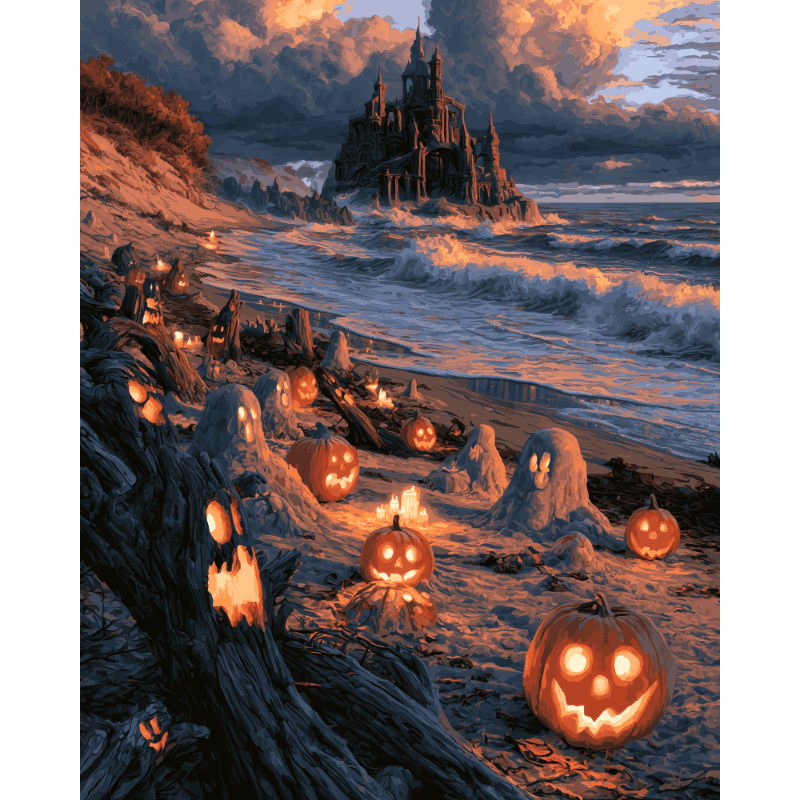 Haunted Castle Beach | Paint by Numbers