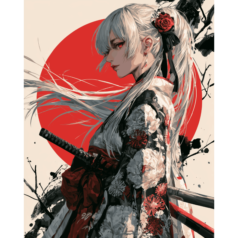 Crimson Moon Warrior | Paint by Numbers