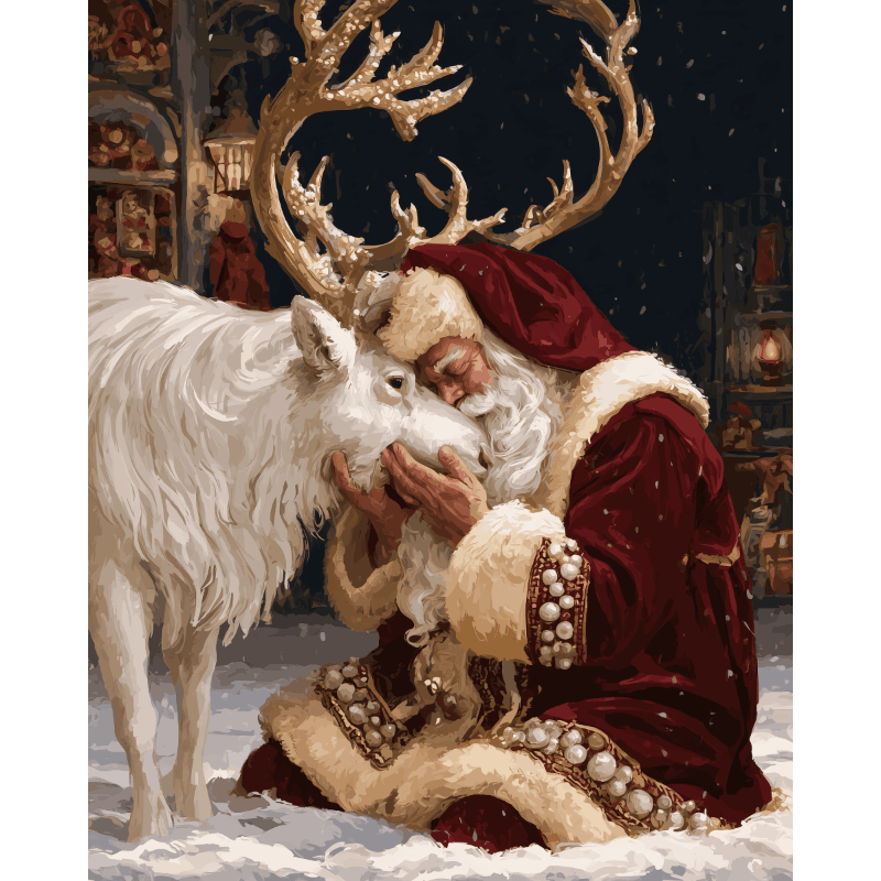 Santa's Reindeer Kiss | Paint by Numbers