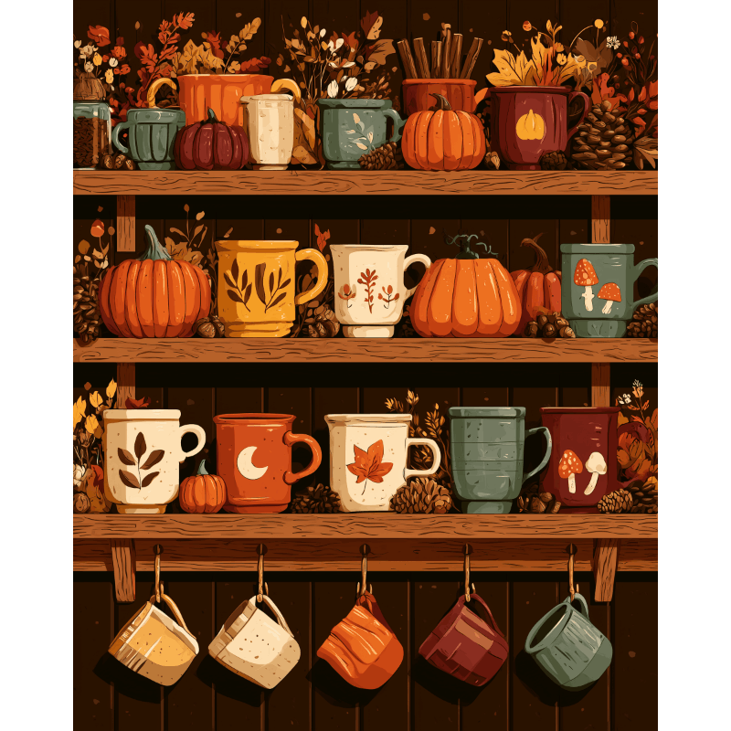Autumn Mug Shelf | Paint by Numbers