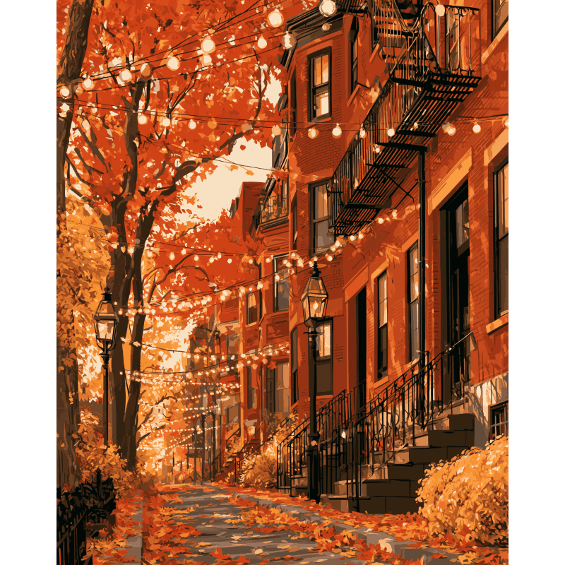 Autumn Brownstones | Paint by Numbers