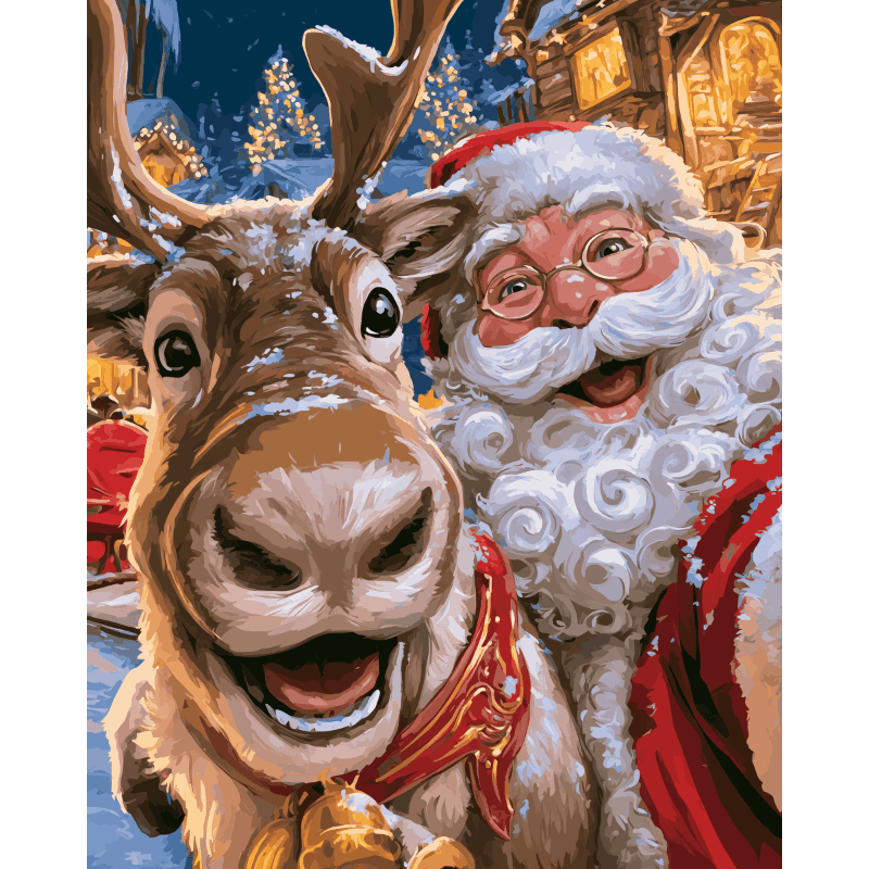 Santa & Rudolf selfie | Paint by Numbers