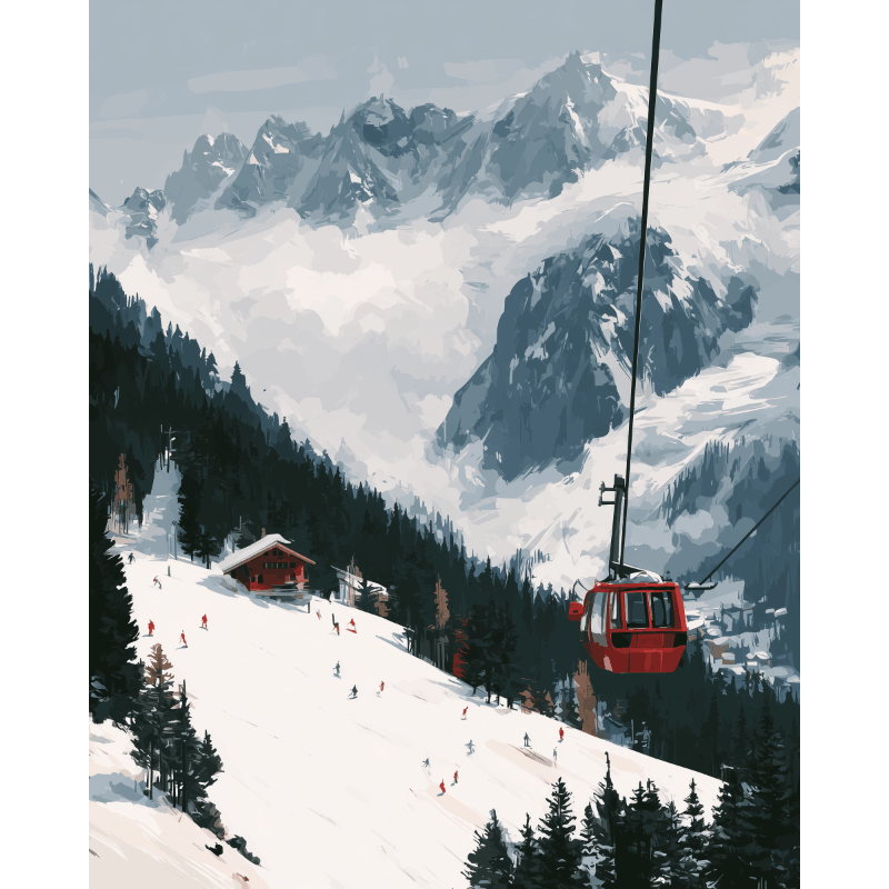 Gondola Over the Slopes | Paint by Numbers