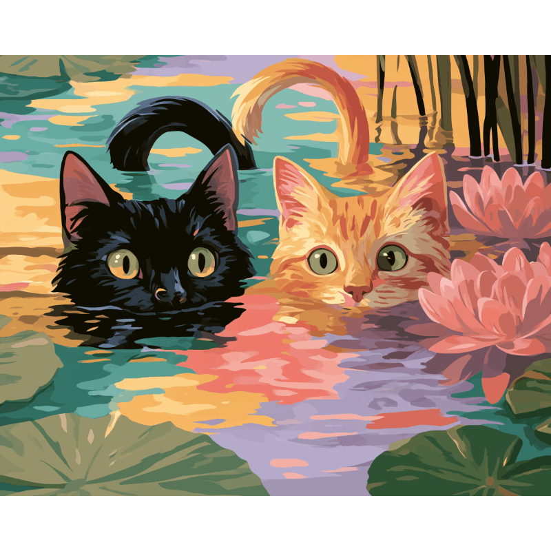 Cats Among Lily Pads | Paint by Numbers