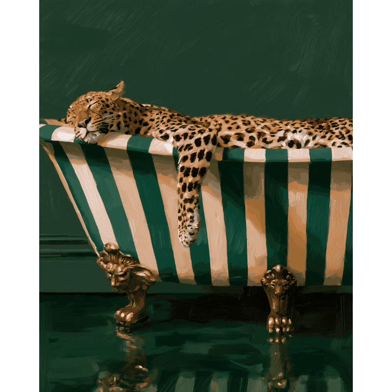 Leopard's Lazy Soak | Paint by Numbers