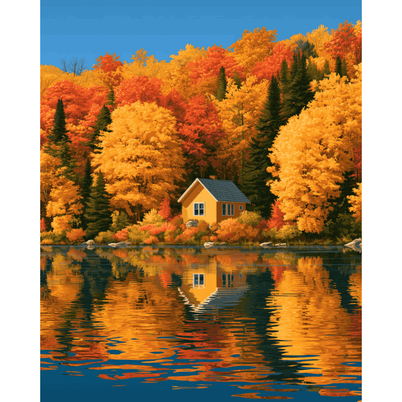 Autumn Lake Reflection | Paint by Numbers