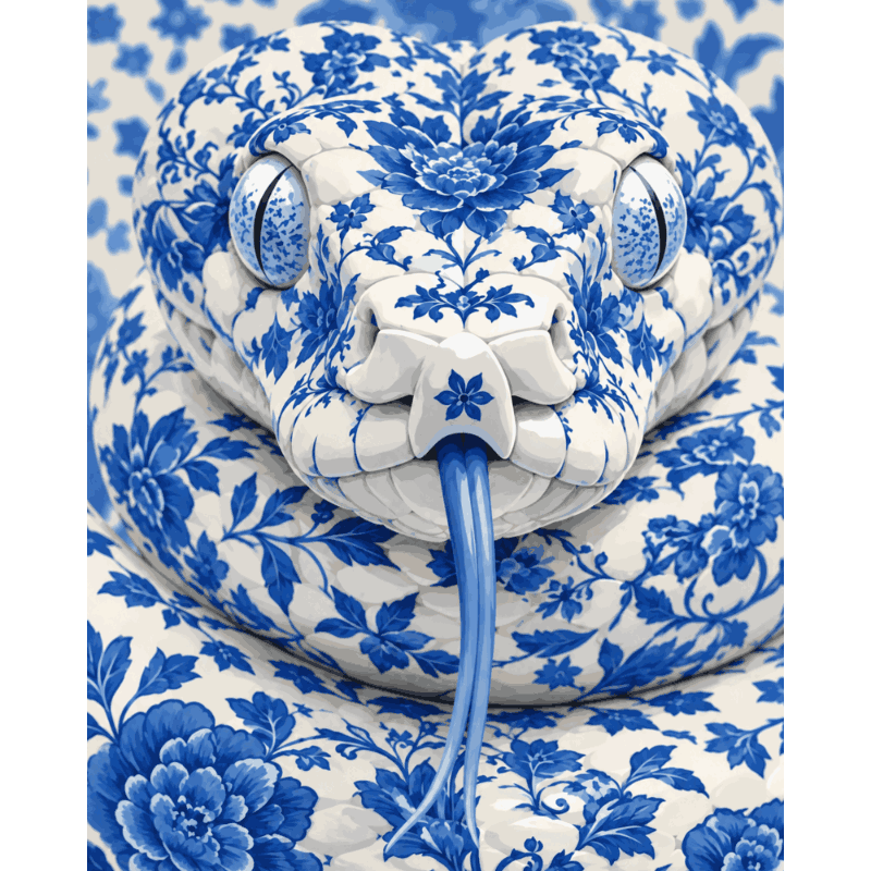 Blue China Serpent | Paint by Numbers