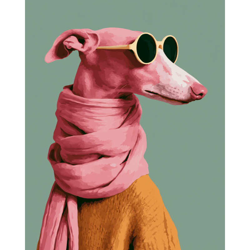 Cool Flamingo Pup | Paint by Numbers