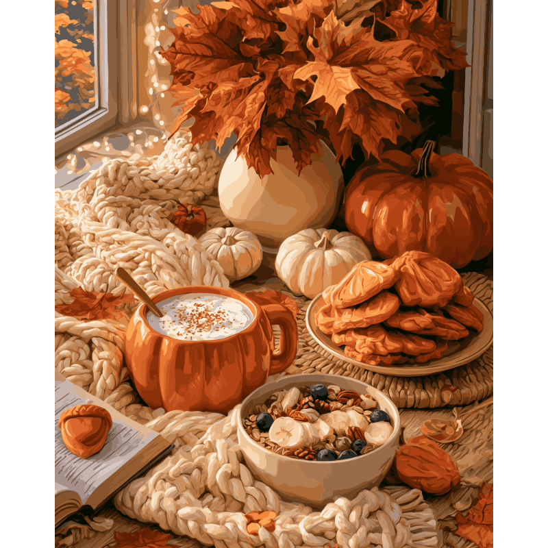 Cozy Pumpkin Windowsill | Paint by Numbers
