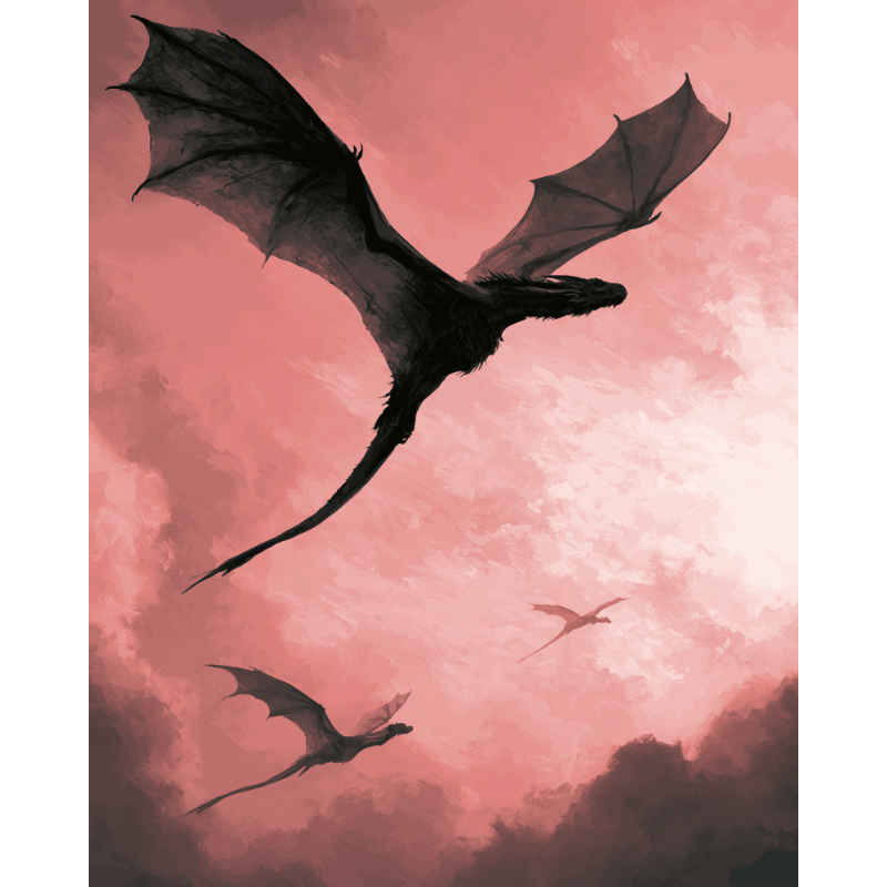 Dragon in Pink Skies | Paint by Numbers
