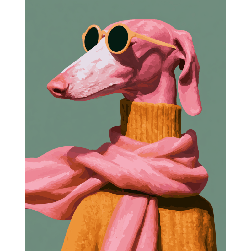 Flamingo Dog Chic | Paint by Numbers
