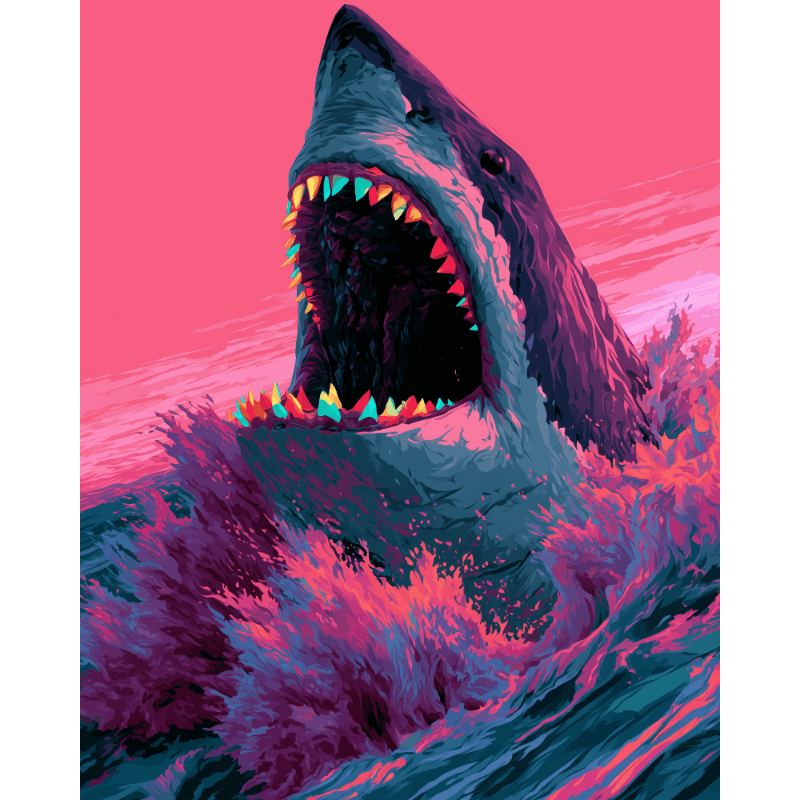 Neon Shark Bite | Paint by Numbers