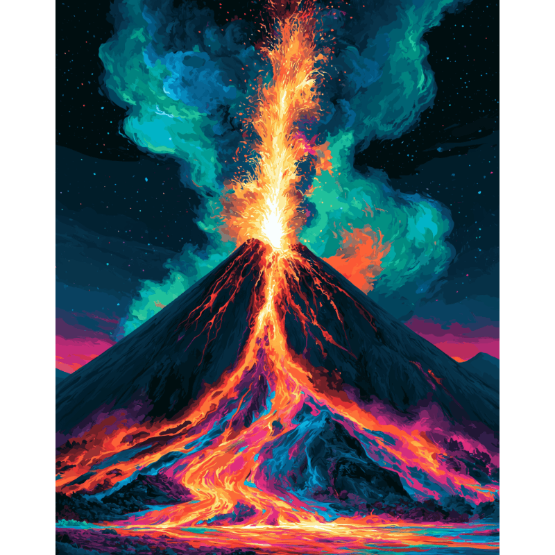 Neon Volcano Blast | Paint by Numbers