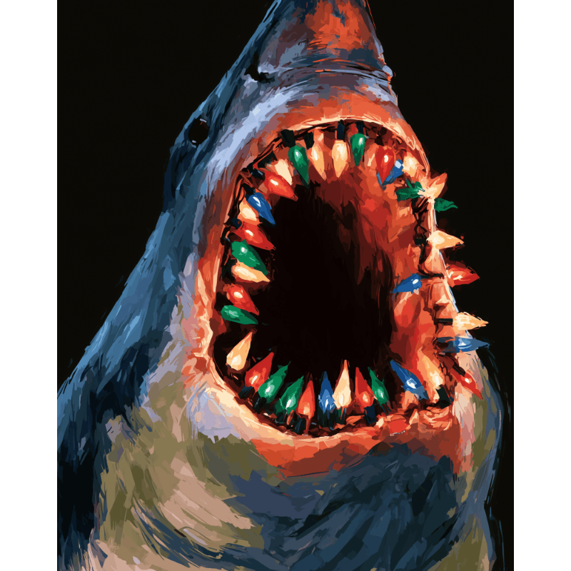 Shark's Christmas Grin | Paint by Numbers