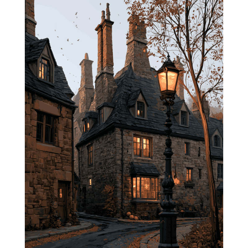 Stone Village Lane | Paint by Numbers