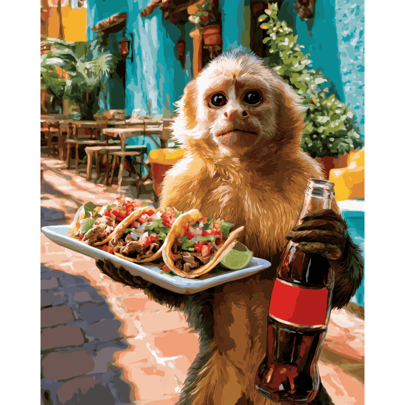 Taco Time Monkey | Paint by Numbers