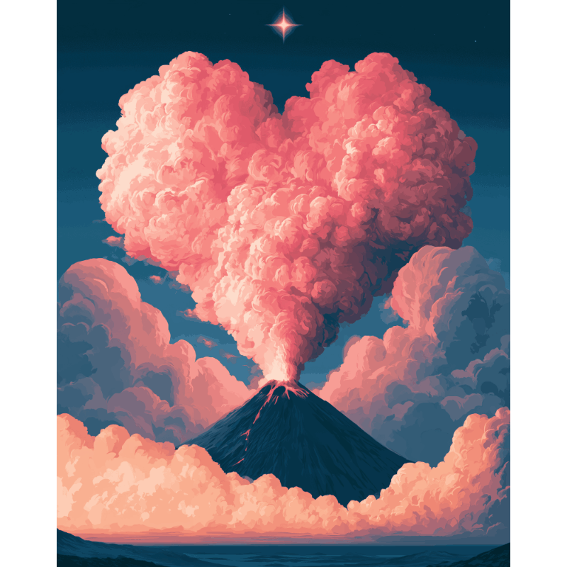 Volcano Heart Cloud | Paint by Numbers