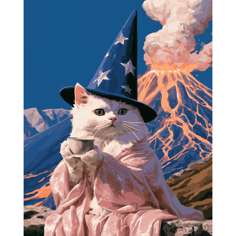 Volcano Wizard Cat | Paint by Numbers