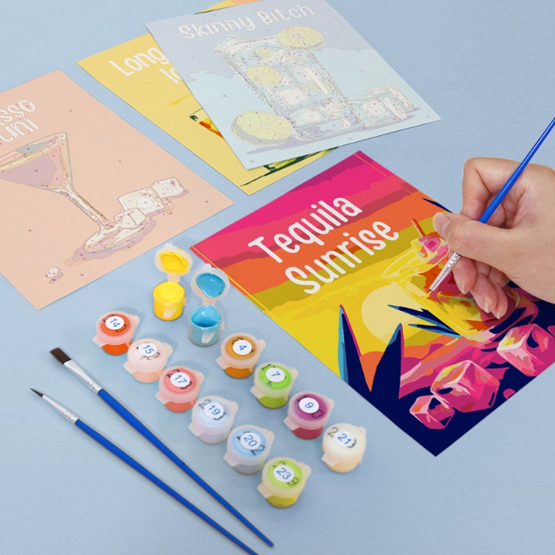 6 Mini Paintings | Happy Hour Cocktail Set