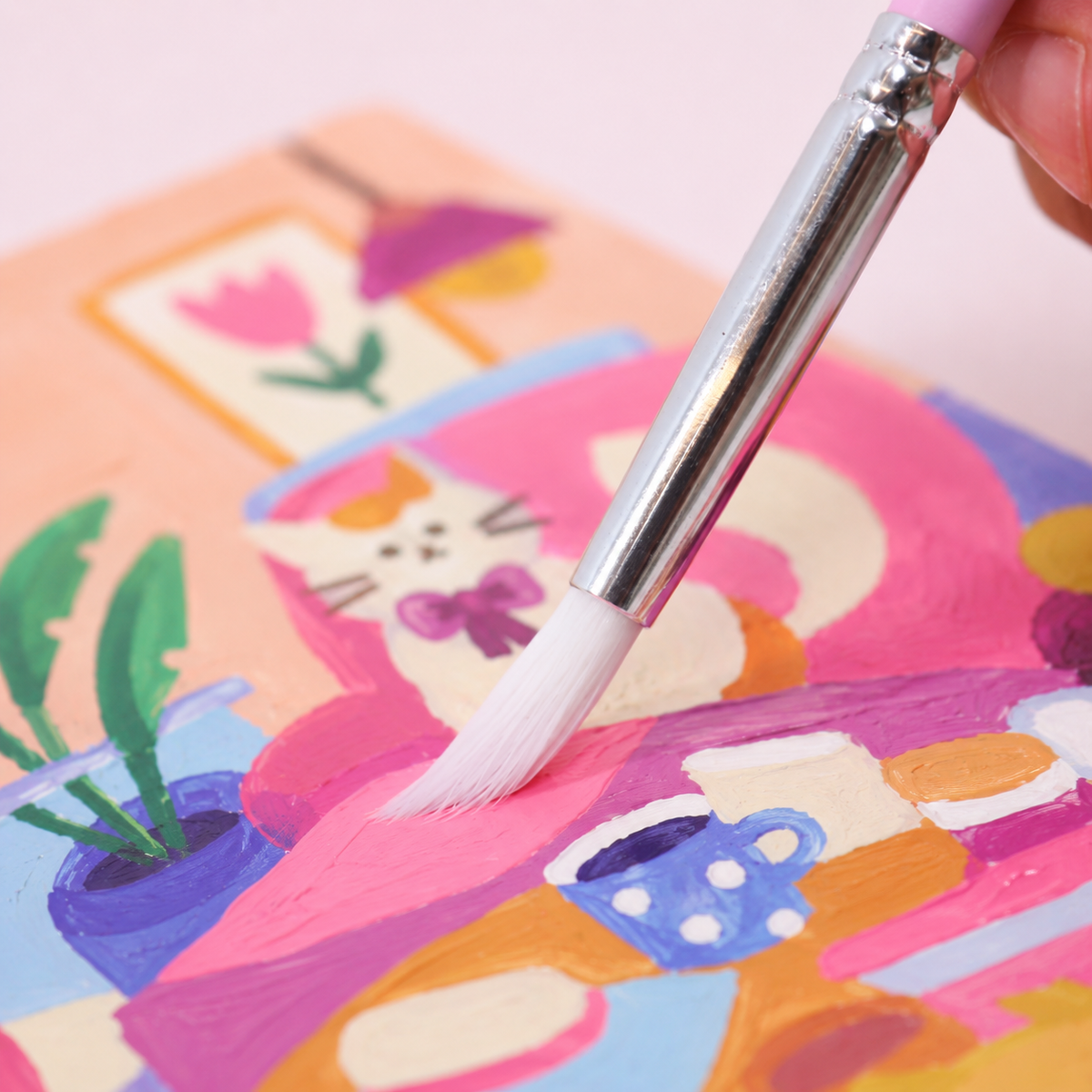 6 Mini Paintings | Premium Pink Brush Set