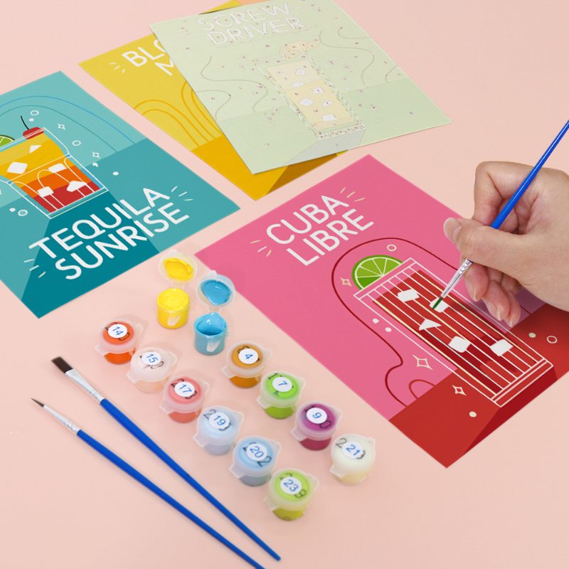 6 Mini Paintings | Paint & Pour Cocktail Set