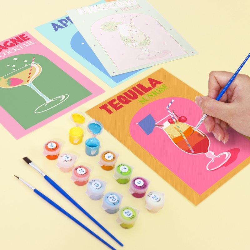 12 Mini Paintings | Colorful Cocktail Set