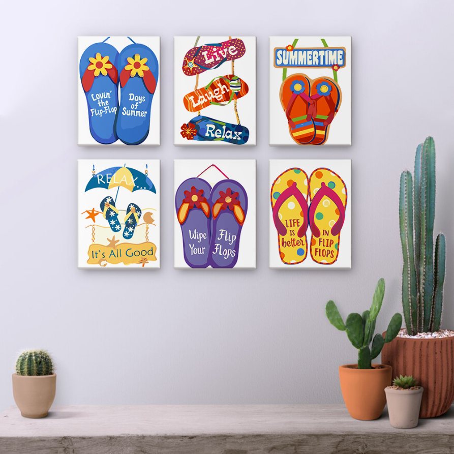 6 Mini Paintings | Flip-Flop Summer Set