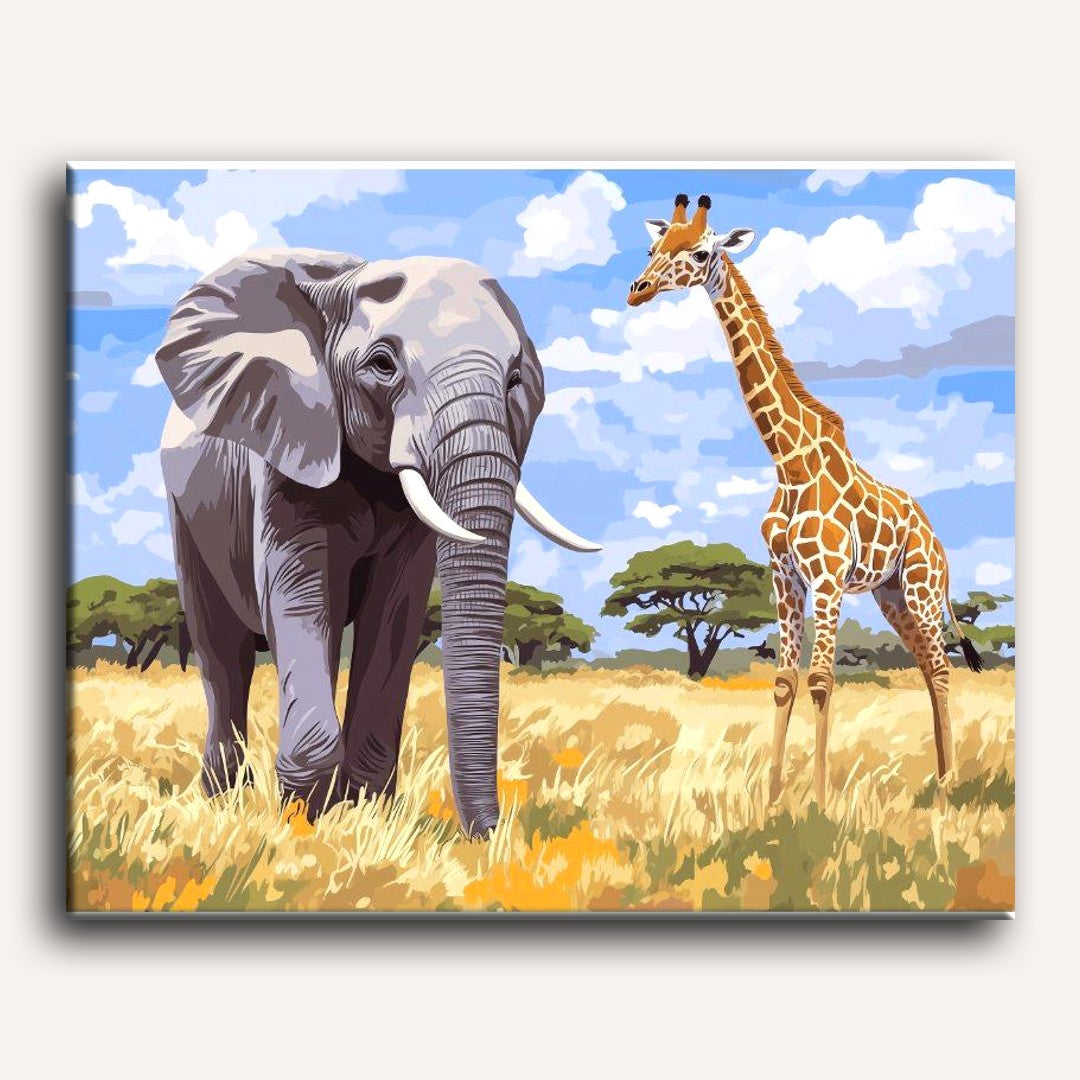 Giraffe and Elephant Set | Paint by Numbers