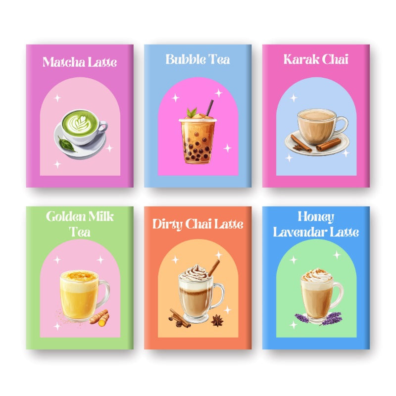 6 Mini Paintings | Colorful Tea Set