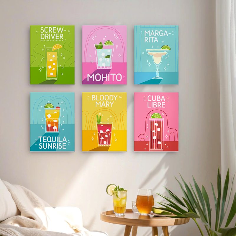 6 Mini Paintings | Paint & Pour Cocktail Set