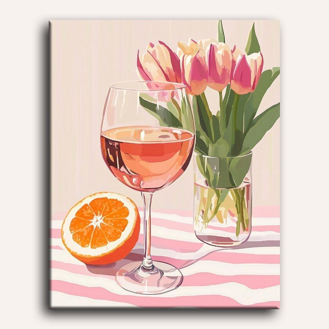 Orange Wine and Tulips | Paint by Numbers