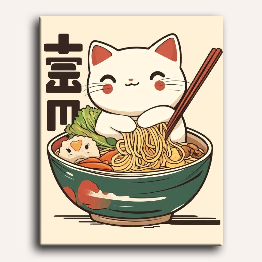 Happy Japanese Cat | Paint by Numbers
