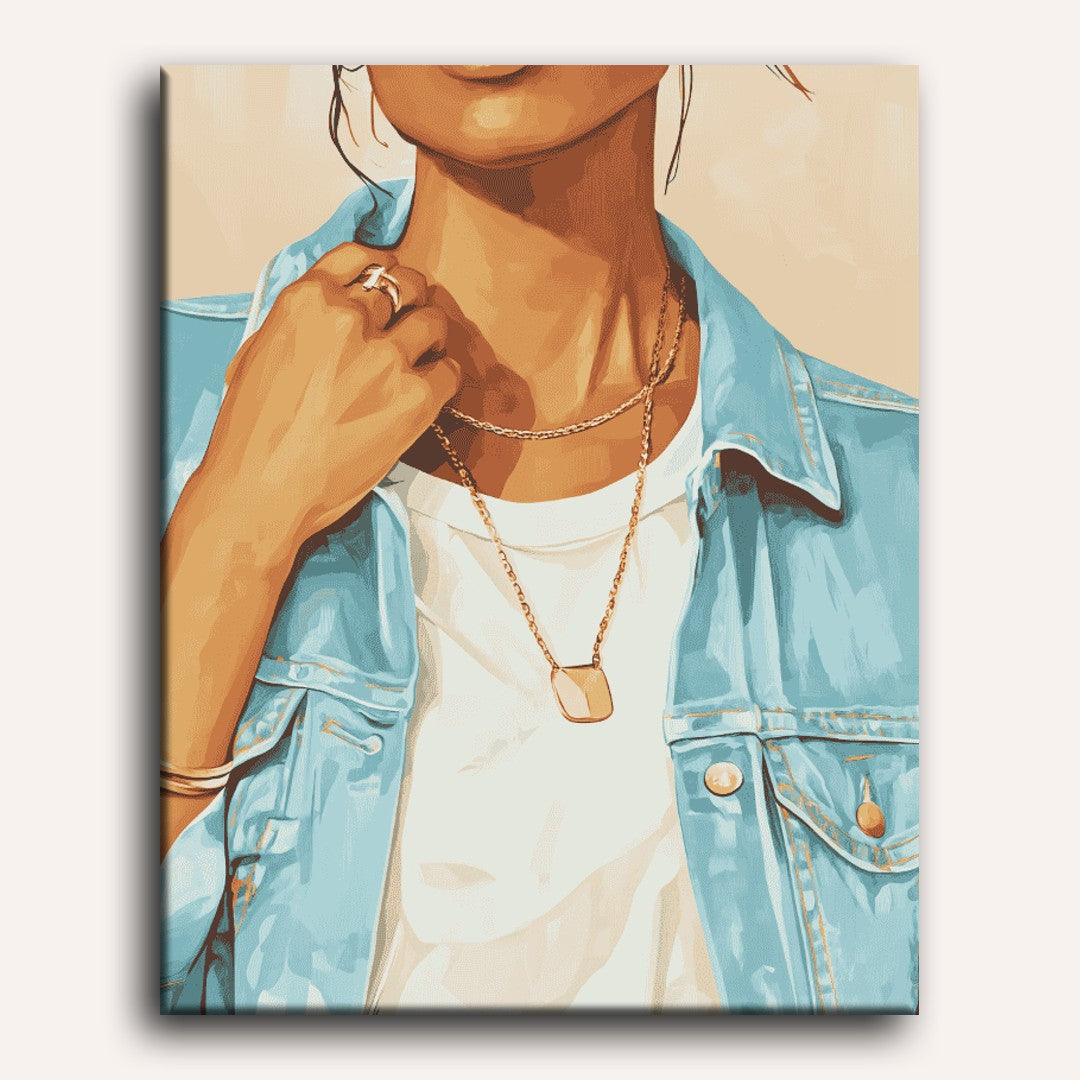 Girl in Jeans Jacket | Paint by Numbers