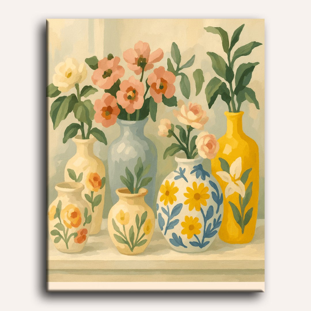 Flowers in Painted Vases | Paint by Numbers